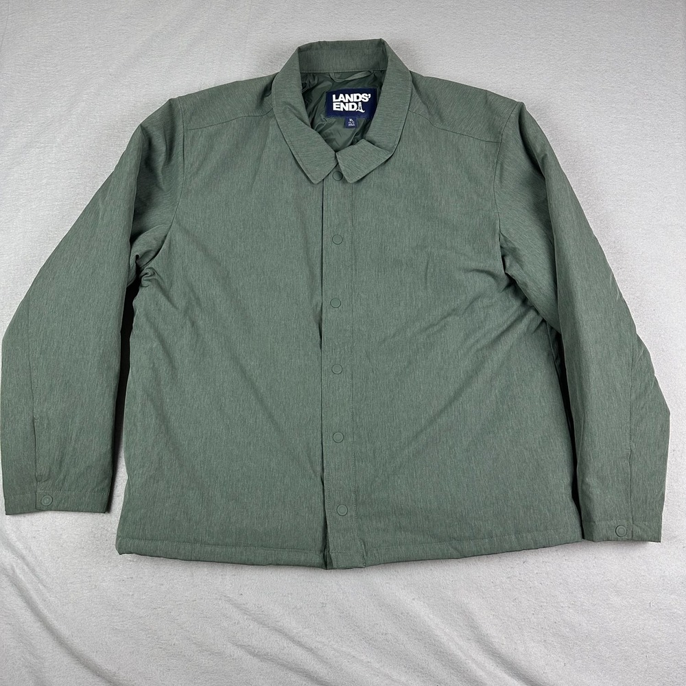 Lands End Mens Insulated Commuter Jacket XL 46 48 Green snap pockets